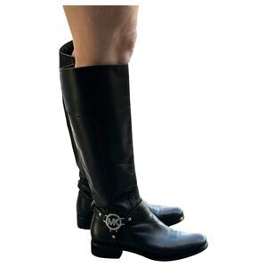 Michael Kors Black Leather Harness Boots Size 7